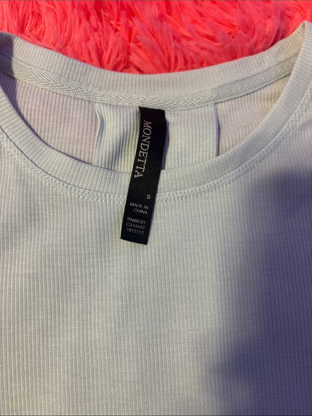 Mondetta, Size Small, Ribbed Crew Neck Tee - Pale Blue